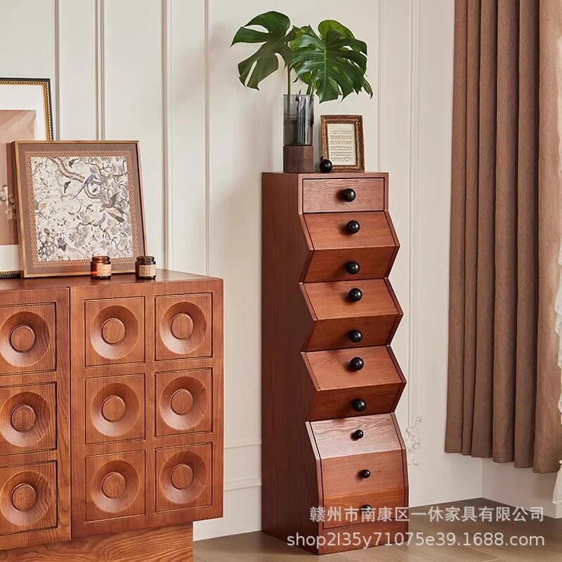 白蜡木法式中古风家具五斗柜客厅沙发复古小立柜设计师卧室储物柜