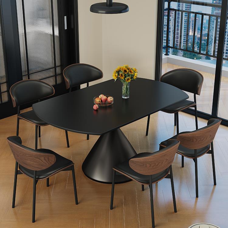 黑色岩板餐桌椅2025新款旋转伸缩饭桌现代简约家用小户型可变圆桌
