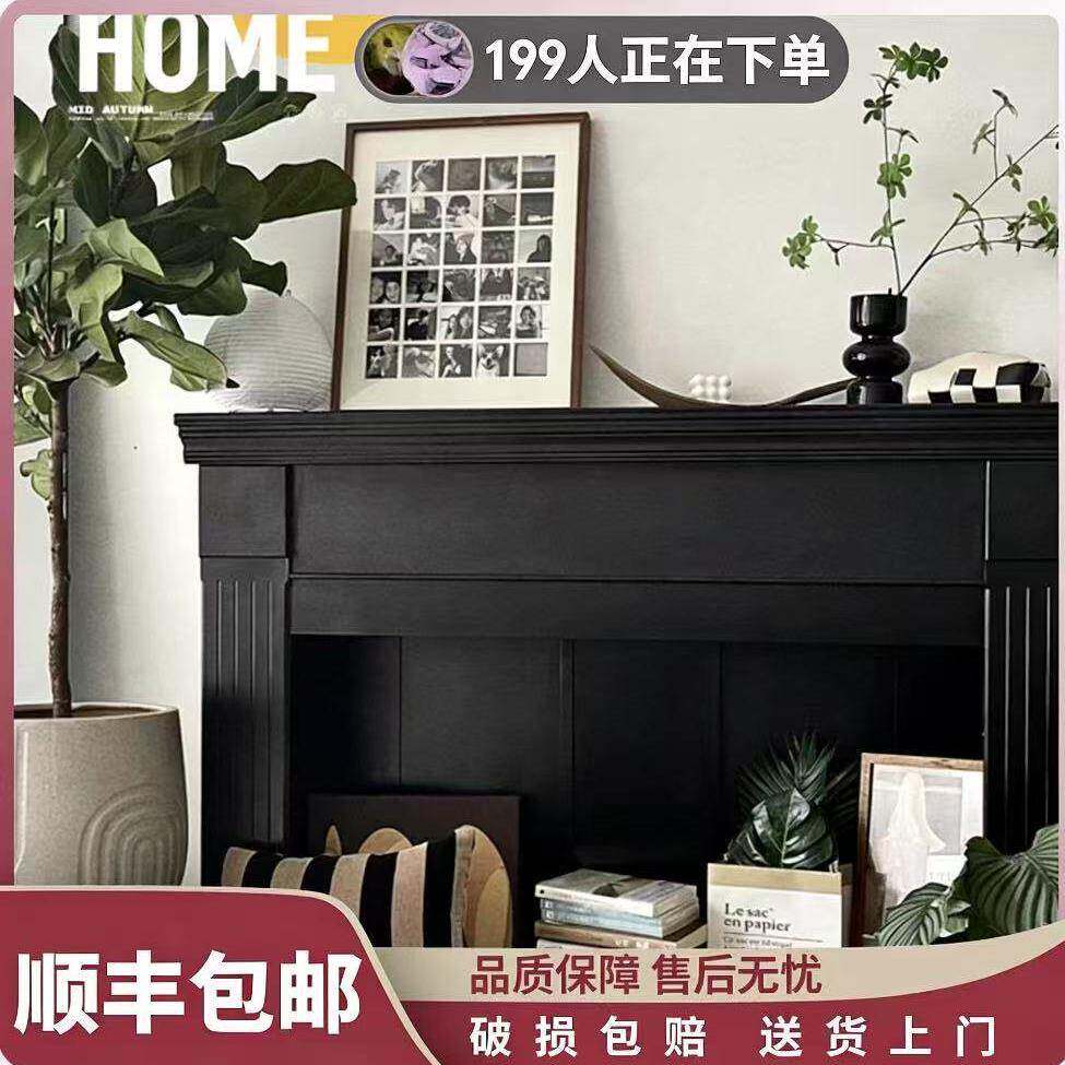 美式复古壁炉柜欧式民宿装饰柜背景墙电视柜白色简约婚礼壁炉架