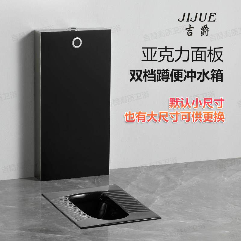 蹲便器落地式冲水箱黑色蹲坑智能感应自动冲水蹲厕卫生间厕所便盆