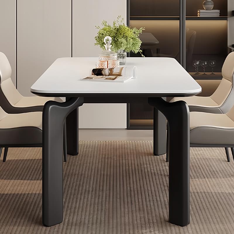 现代简约岩板餐桌椅组合家用小户型长方形饭桌大象腿法式复古餐桌