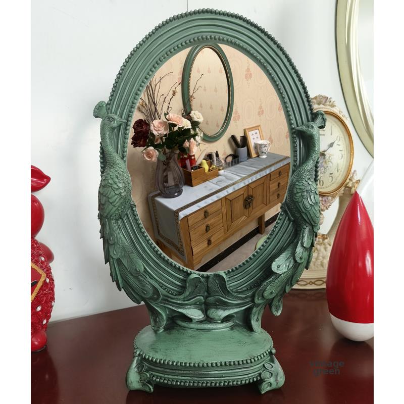 桌面化妆镜无障碍豪华化妆镜房间卧室桌面家居小覆古镜欧式化妆镜