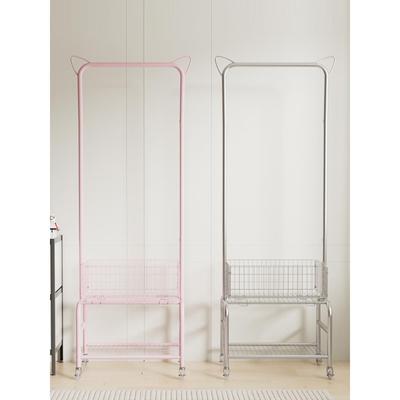 衣帽架落地卧室挂衣架简易多功能置物架可移动折叠小型晾衣服架子