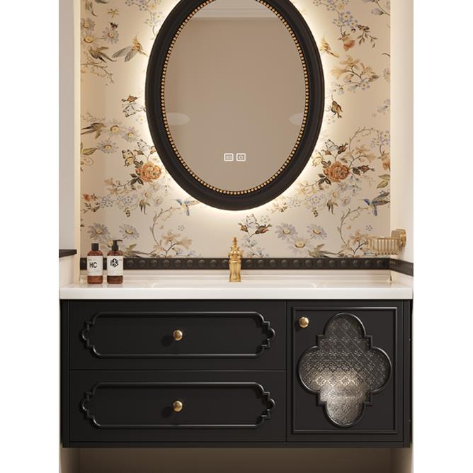 宋式美学橡木烤漆浴室柜组合法式覆古实木卫生间洗手池洗漱台盆柜