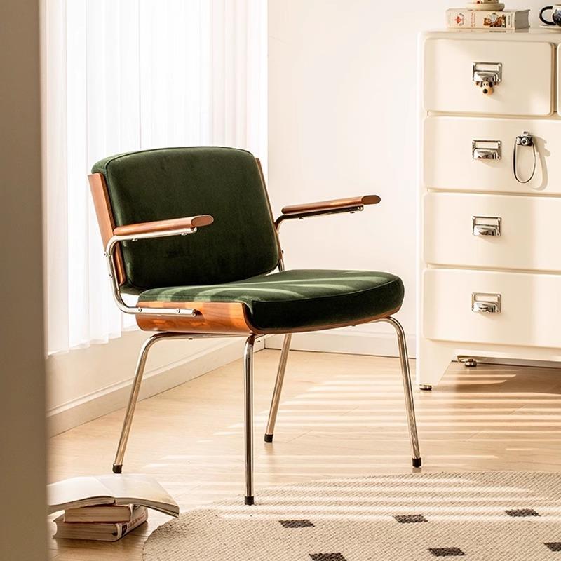 中古餐椅家用实木椅子靠背网红设计师单人沙发椅复古咖啡厅餐桌椅