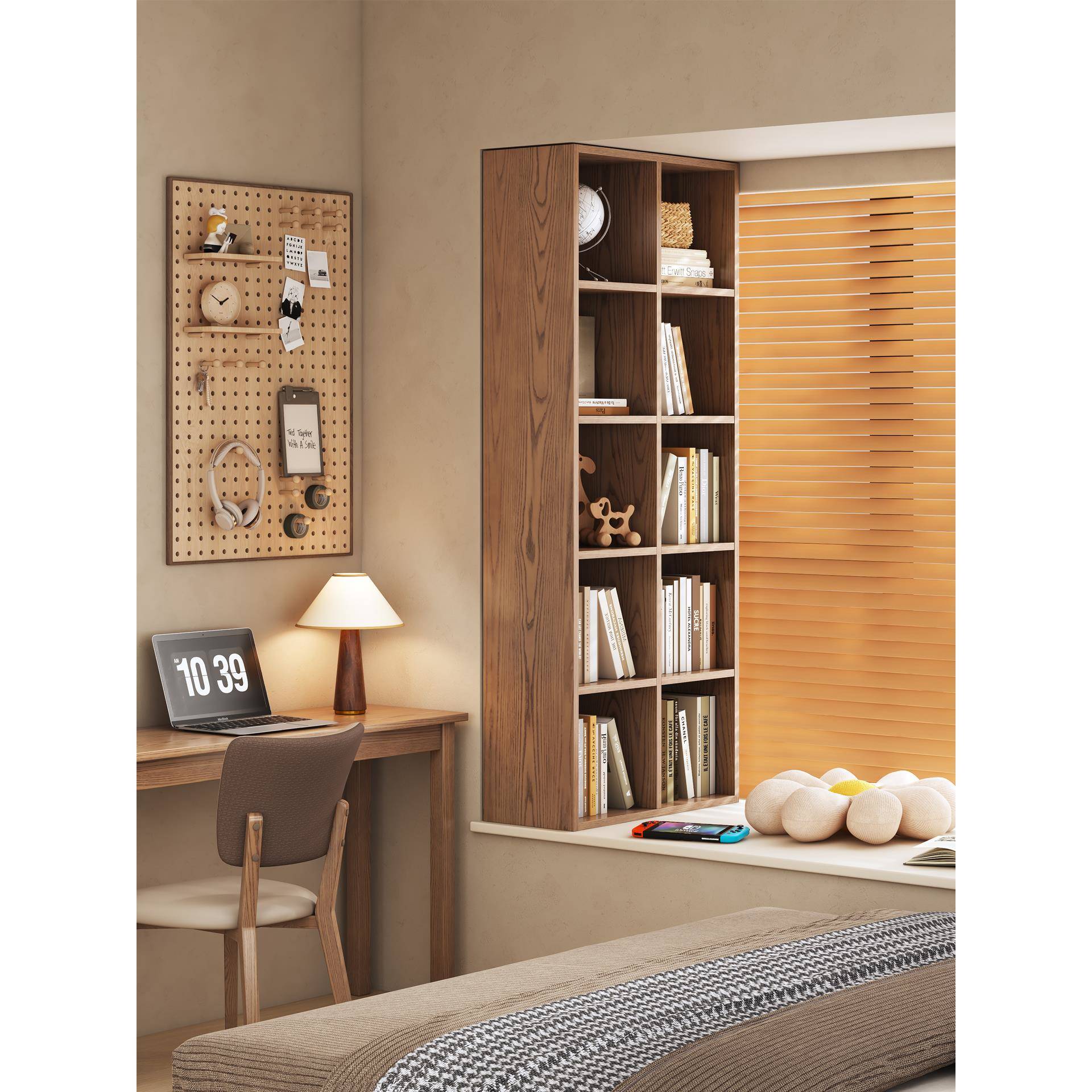 实木书柜书架飘窗落地置物架客厅储物柜子家用收纳自由组合格子柜