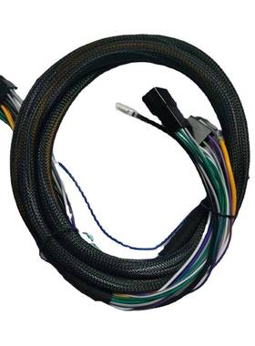 汽车功放线束2x7P5557黑色1007#16/18/20线旗形端子ATC35A保险丝