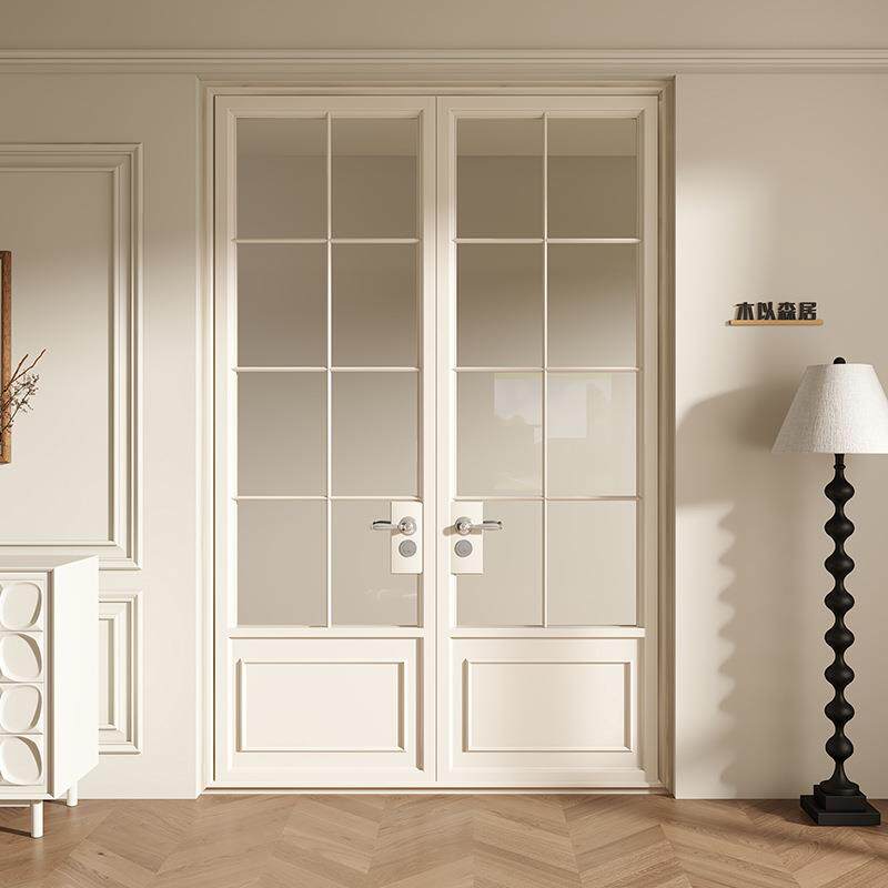 木以森居法式复古老钢门72系列断桥铝合金两扇对开阳台室外双开门