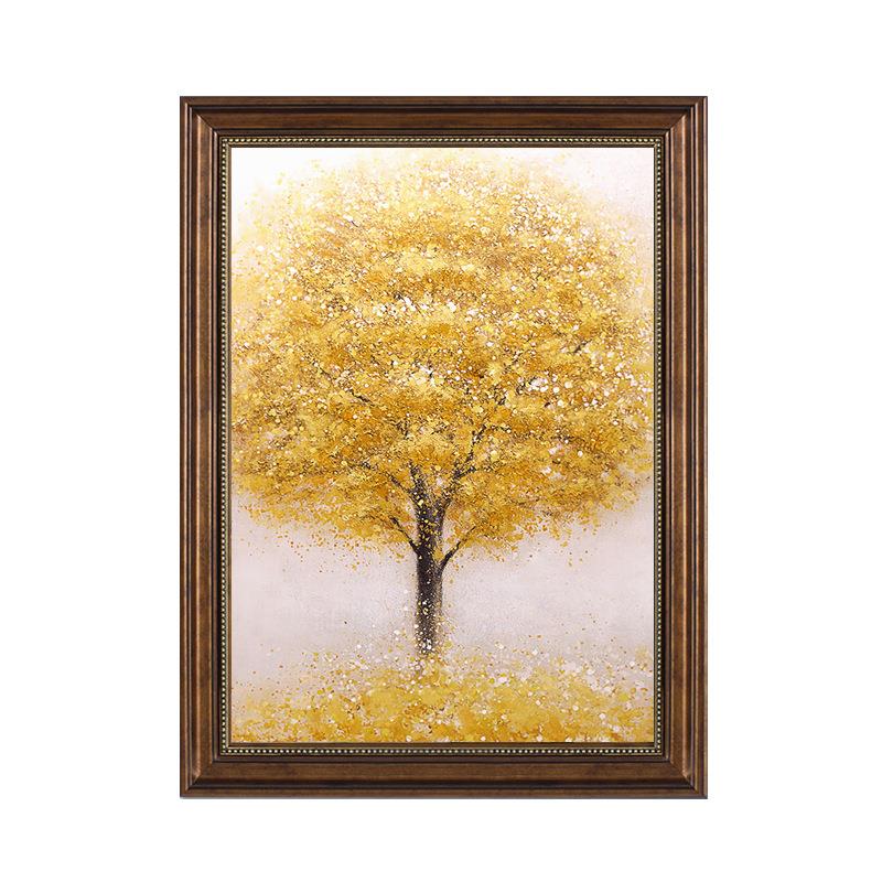 发财树挂画美式入户玄关装饰画摇钱树高级感客厅欧式走廊过道壁画