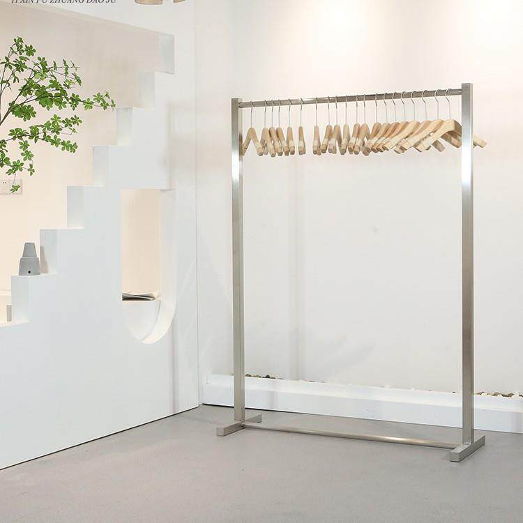 服装店展示架女装货架落地式不锈钢挂衣架极简工业风方管中岛架子