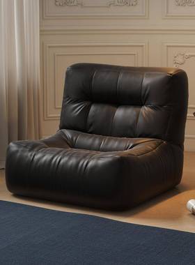 懒人沙发单人榻榻米复古黑色可躺沙发卧室阳台小沙发房间休闲沙发