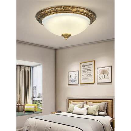 吸顶灯全铜卧室灯led铜灯欧式走廊房间阳台过道玄关美式灯具圆形