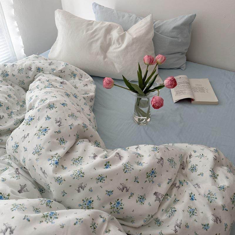 小鹿遇夏小清新全棉床上四件套纯棉被套被罩床单床笠款床品三件套,纺织面料/辅料/配套,纺织机械配件,淘宝优惠券,粉丝福利购,淘宝优惠卷