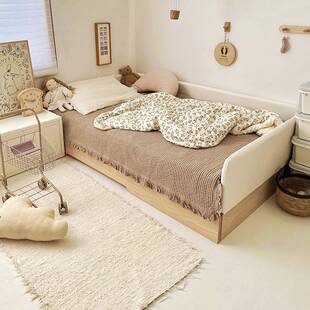 清晨森林蒙氏地台床儿童床抽拉实木床婴儿宝宝拼接床可伸缩地板床