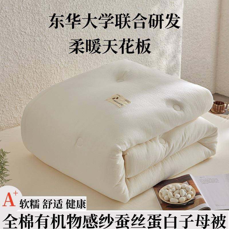 全棉蚕丝被四季通用子母被拉链款二合一被芯抗菌加厚冬被春秋被2