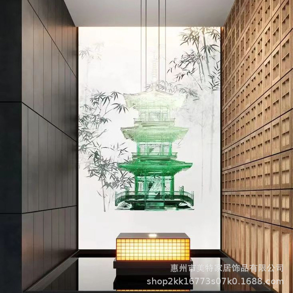 中式亚克力透明阁楼建筑艺术高级仿真雕塑软装饰品小房子模型摆件