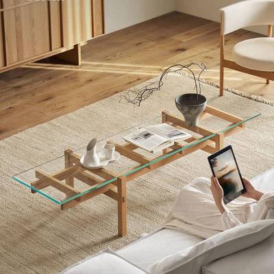 实木茶几玻璃现代原木风客厅小户型简约茶台客厅阳台飘窗小茶桌