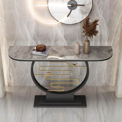 现代简约岩板玄关桌家用条案入户摆件柜轻奢靠墙新中式创意端景台