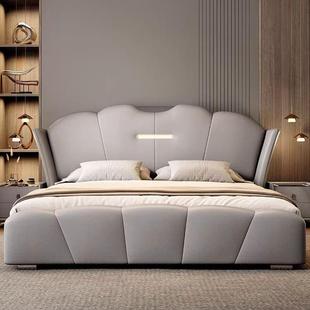 意式 2m主卧双人大床现代简约轻奢公主婚床软包储物 轻奢真皮床1.5