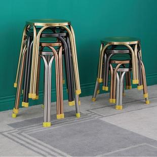 6R不锈钢凳子家用圆餐桌凳高矮成人加厚304椅子客厅浴室小板凳轻