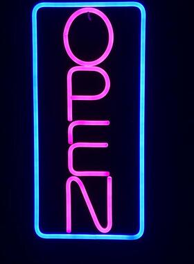 LED霓虹灯竖款OPEN霓虹发光字母LED广告标识墙挂装饰灯招牌彩灯