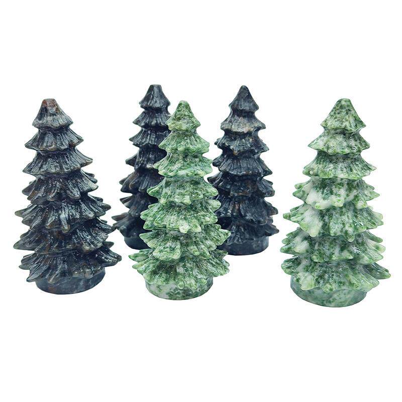 天然水晶松树雕刻件圣诞树雕刻件家居装饰桌面摆件水晶工艺品