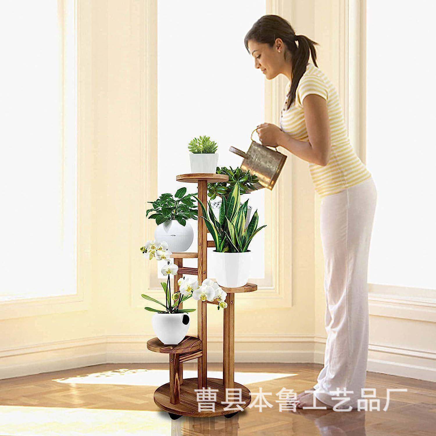 客厅木质花架室内植物架多层落地绿萝花盆木架实木阳台爬藤木花架