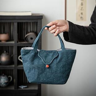 茶具收纳包扎染帆布旅行茶人包加厚夹棉可分离便携式文艺中式布袋