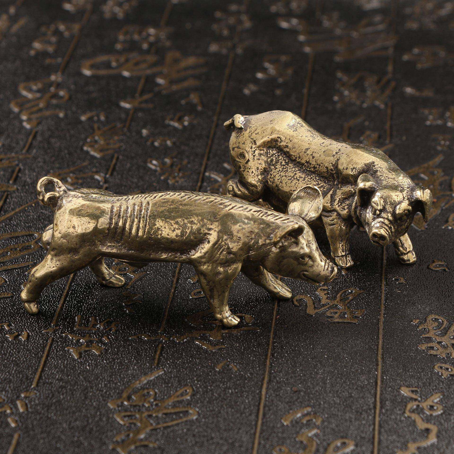 中式古典铜器古玩茶宠书桌动物摆件实心铜铸生肖猪一对古铜工艺品,收纳整理,烫衣板及配件,淘宝优惠券,粉丝福利购,淘宝优惠卷