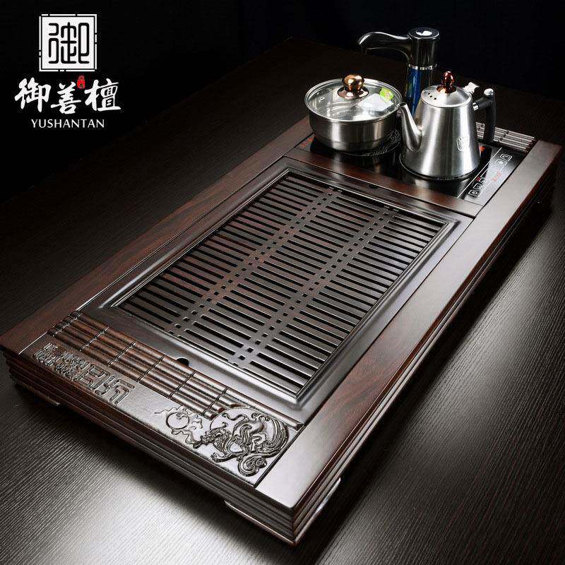 黑檀木茶盘茶具套装家用功夫陶瓷茶壶茶杯自动四合一实木茶台