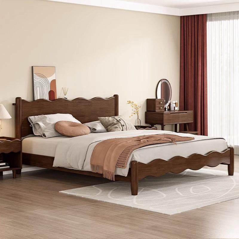 中古风全实木床现代简约主卧大床双人法式波浪涟漪床大小户型婚床,收纳整理,烫衣板及配件,淘宝优惠券,粉丝福利购,淘宝优惠卷