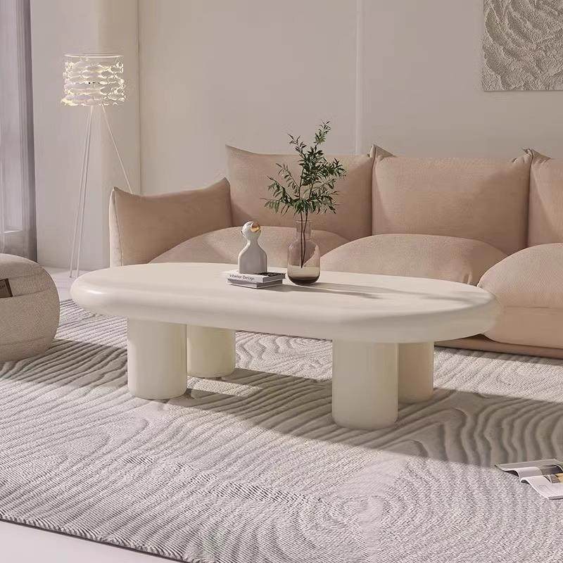 新款奶油风茶几家用客厅小户型简约现代轻奢椭圆长桌子网红咖啡桌