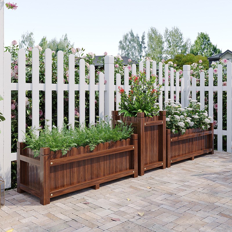 户外庭院防腐木花箱种植箱实木阳台种菜箱花园家用花盆长方形花槽