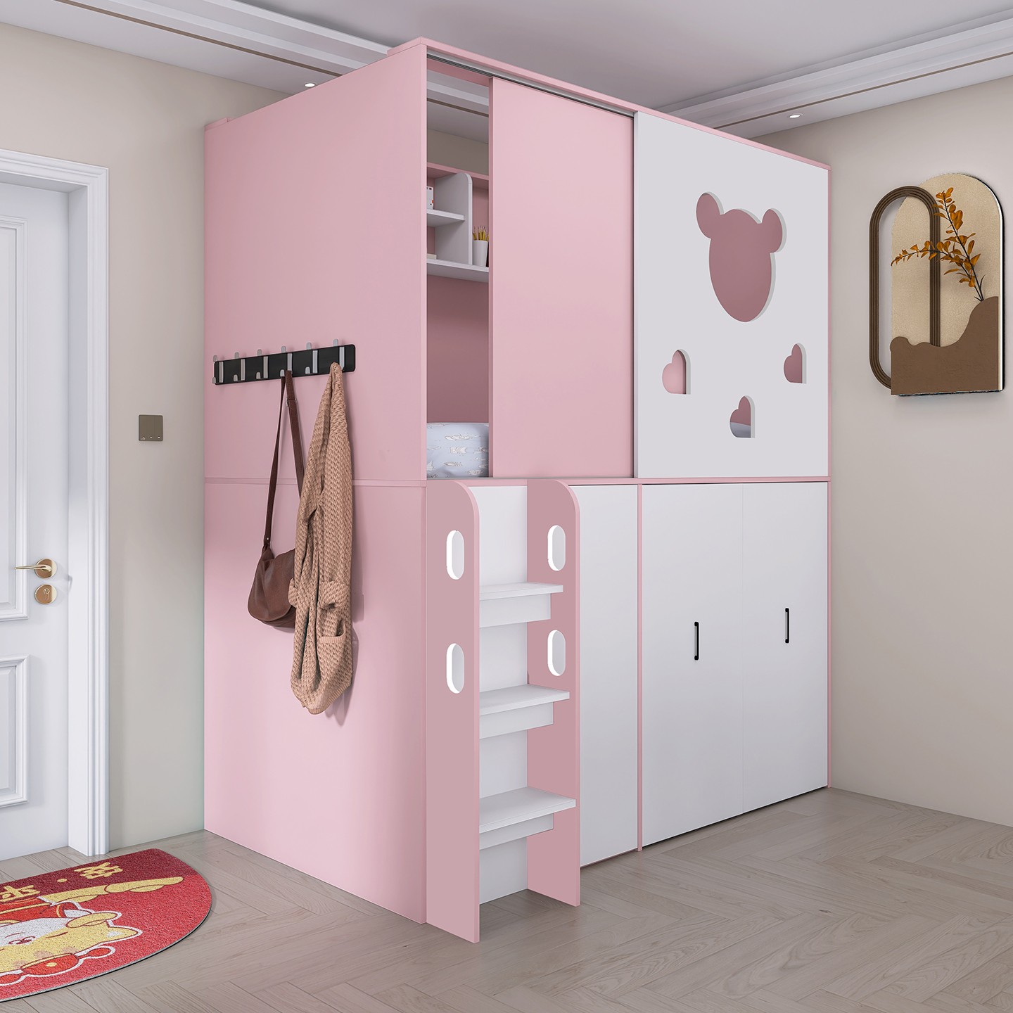 多功能半高床带抽拉衣柜一体组合储物床小户型客厅隔断床带书架