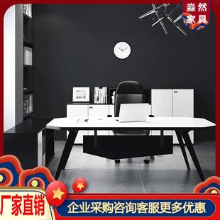 简约大班台总裁桌现代办公桌经理桌主管桌单人老板桌白色时尚大气
