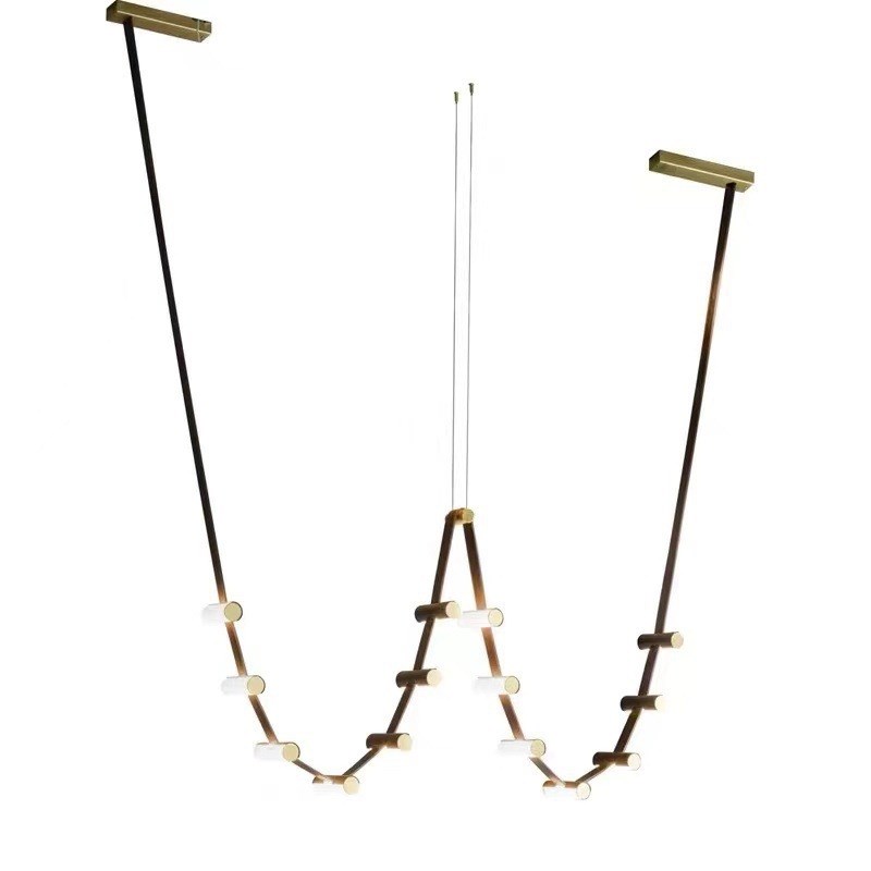 后现代艺术设计感皮革餐厅吧台吊灯设计师样板间长条创意艺术皮带