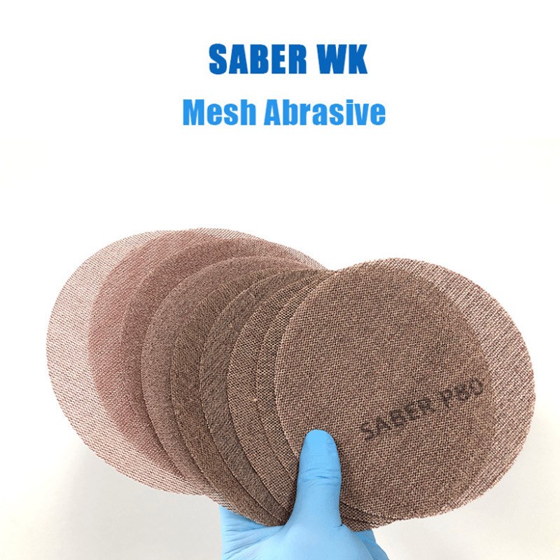 5 寸6寸9寸网格砂纸WK网砂无尘防堵背绒自粘打磨汽车家具墙面