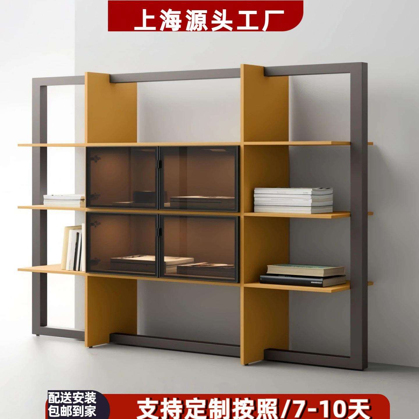 新品烤漆书架意式轻奢书柜实木置物架装饰书架现代简约陈列柜整装