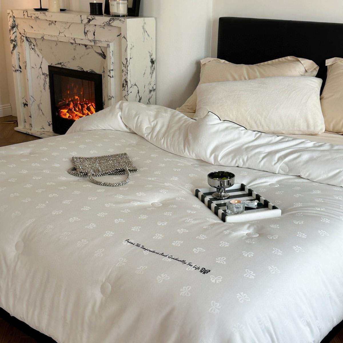 蚕丝雪绒60支纯棉提花高档被子芯双人秋冬保暖加厚床上高级绣花2m