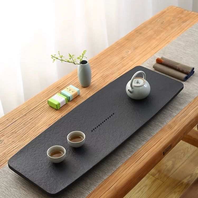 天然金石茶盘家用简约石头茶海整块大小茶具套装茶台石材托盘