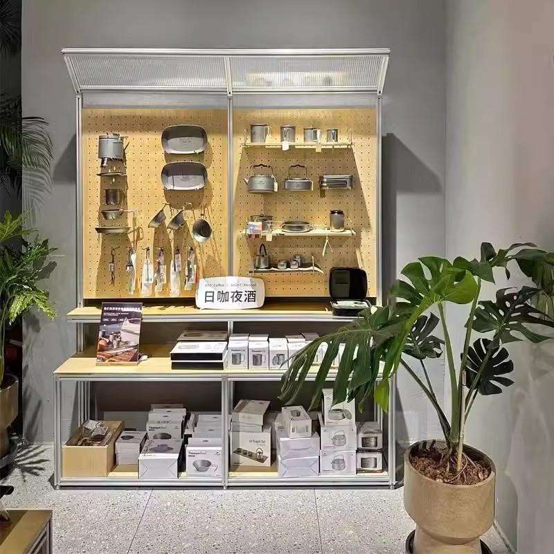 创意高低台展示柜铝合金置物架铝型材海洋板货架样品展示架中岛柜