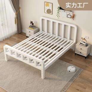 现代简约家用双人铁艺床加粗加厚出租屋铁床1米5铁架床网红单人床