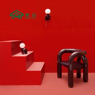 麦古北欧创意设计师款树脂弯曲扶手椅客厅样板房休闲椅