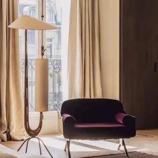 GIRAFFE长颈鹿落地灯奶油中古艺术设计感民宿书房客厅实木整切立