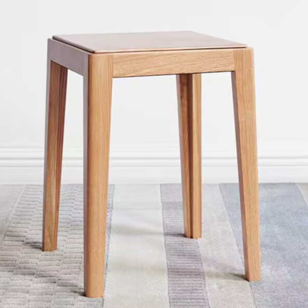 实木凳子可叠放北欧橡木客厅家用原木方凳现代简约创意板凳梳妆凳