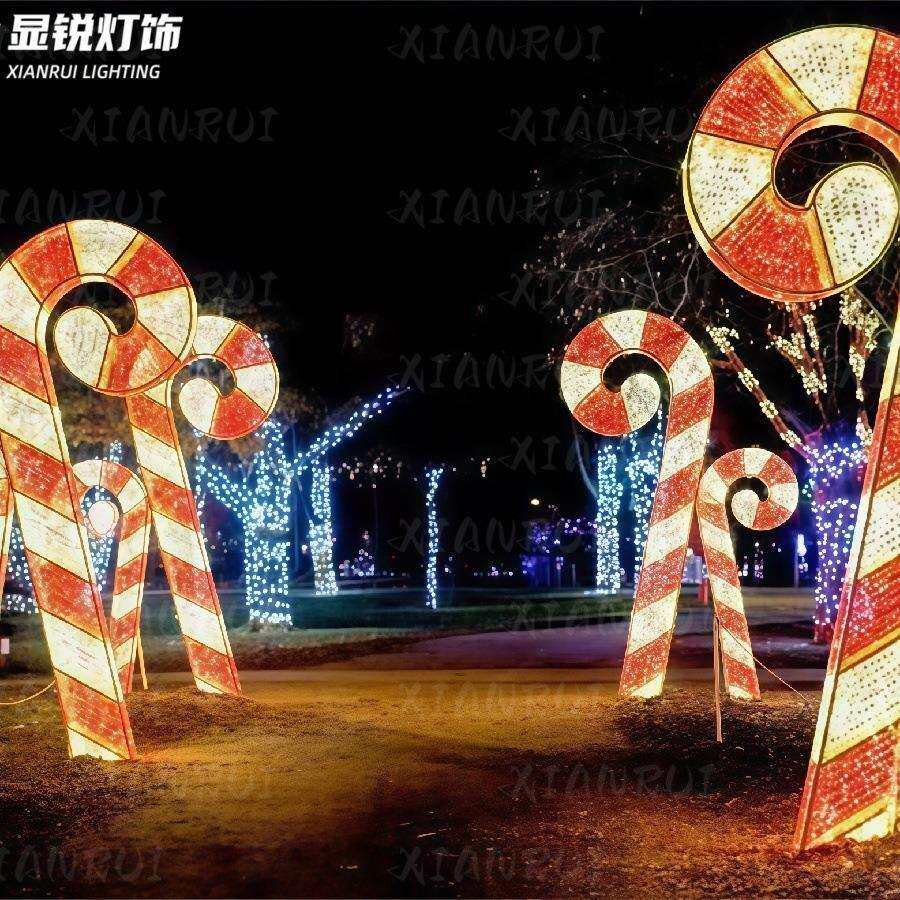 圣诞拐杖工艺品LED拐杖模型造型灯景观装置仿真糖果灯装饰造型灯