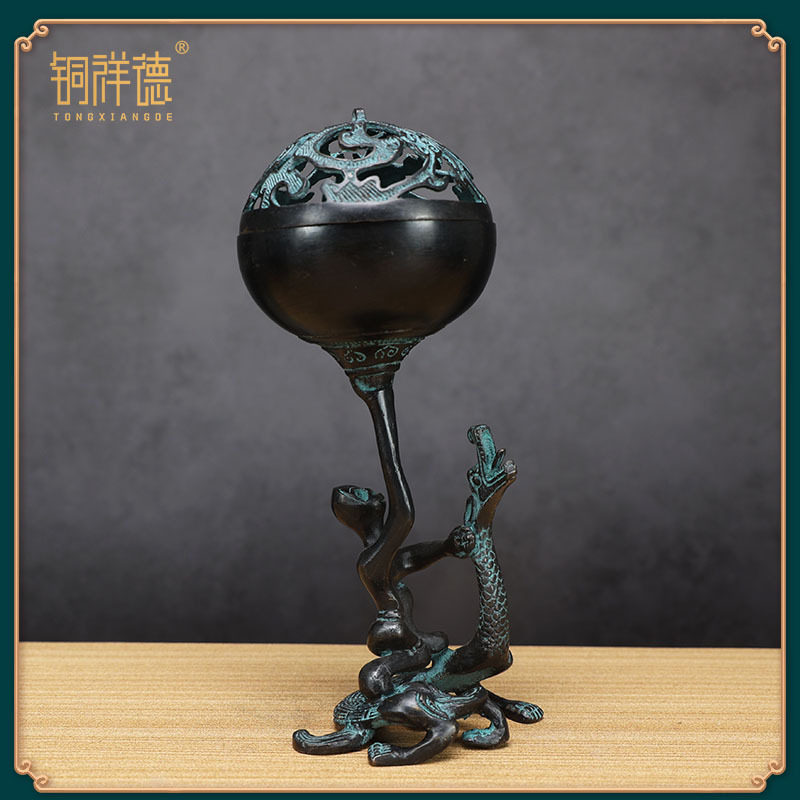 青铜摆件博山炉古青铜器纯铜复古书房书柜博古架古董古玩工艺品