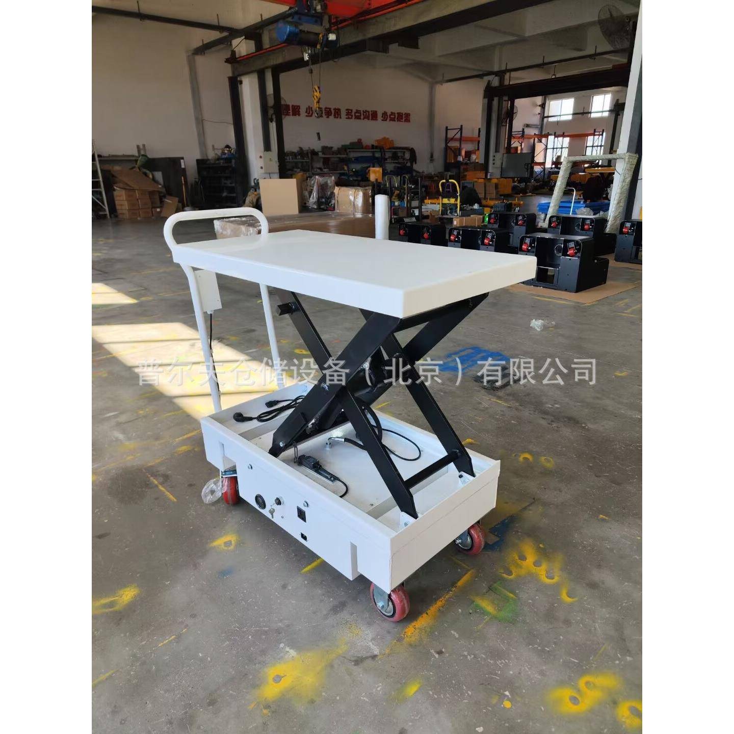 现货半电动升降平台车手动脚踏液压手推移动剪叉式模具搬运车