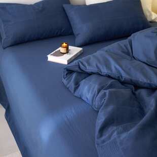 A类全棉华夫格四件套极简风床上纯棉纯色床单被套复古长绒棉床品