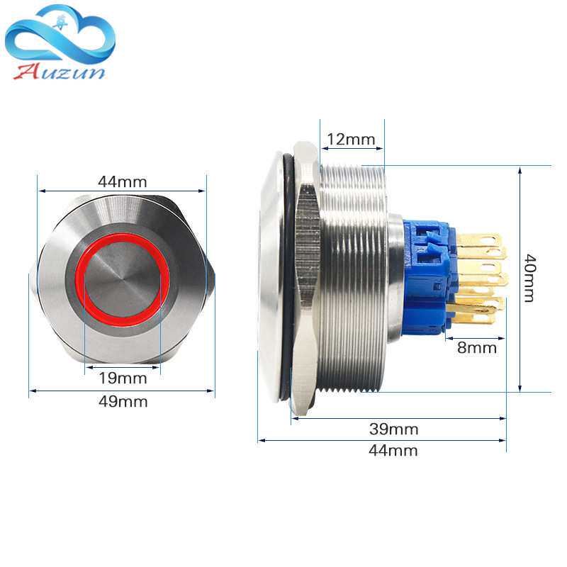 40MM金属按钮开关自锁带灯按钮两常开两常闭10个脚控制两设备